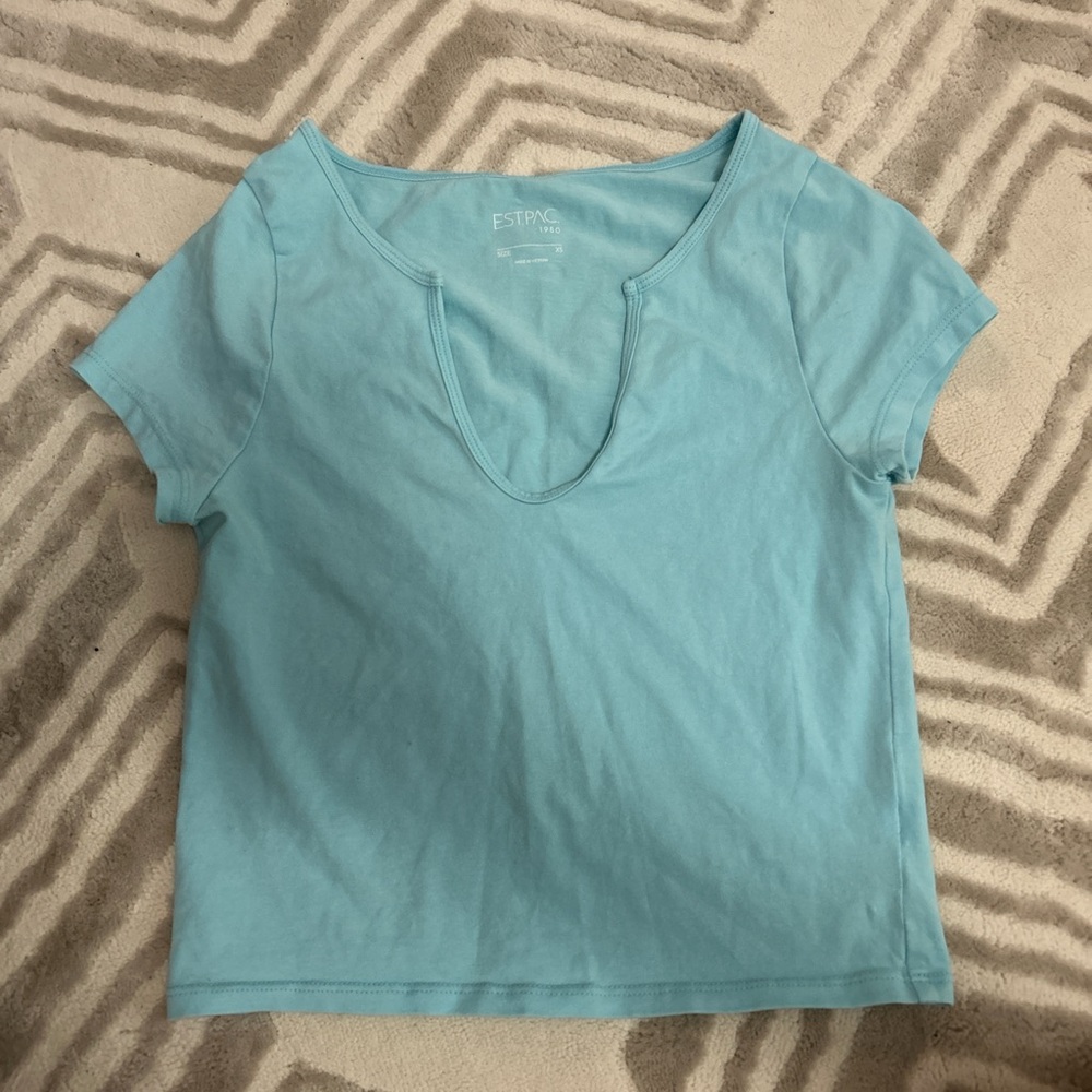 Pacific Trail Blue Crop T-Shirt Short Sleeve